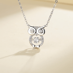 Sparkling Owl Pendant Necklace – 925 Silver - NAFALUXE