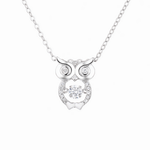 Sparkling Owl Pendant Necklace – 925 Silver - NAFALUXE