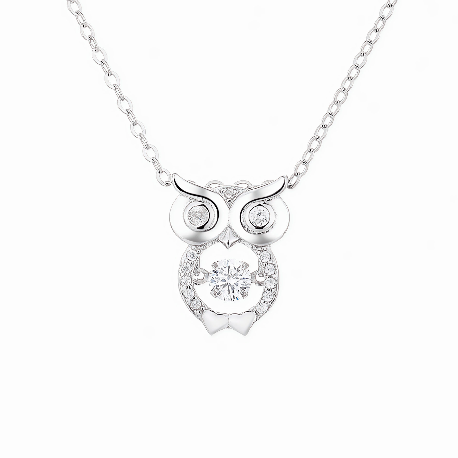 Sparkling Owl Pendant Necklace – 925 Silver - NAFALUXE