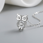 Sparkling Owl Pendant Necklace – 925 Silver - NAFALUXE