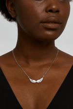 Sparkling Wing Necklace in Sterling Silver - NAFALUXE