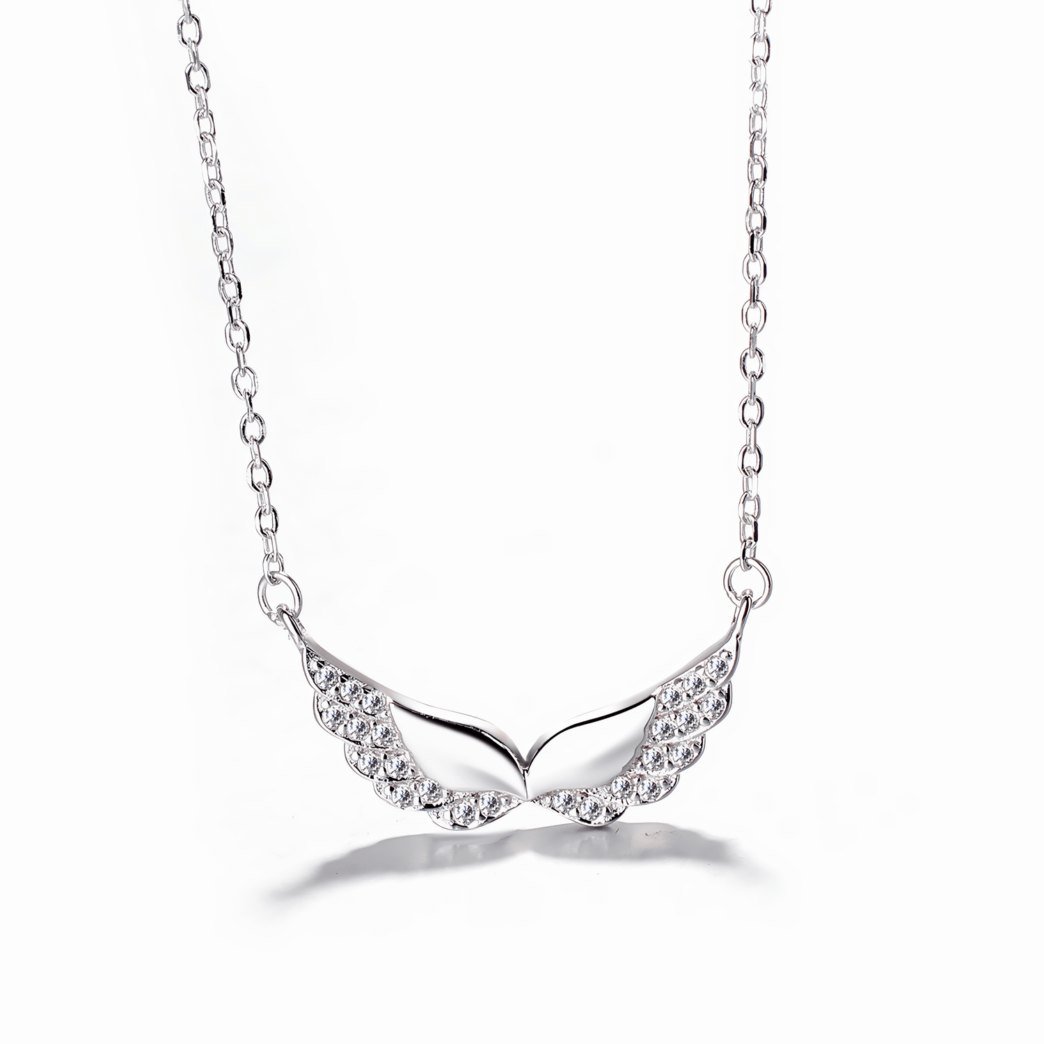 Sparkling Wing Necklace in Sterling Silver - NAFALUXE
