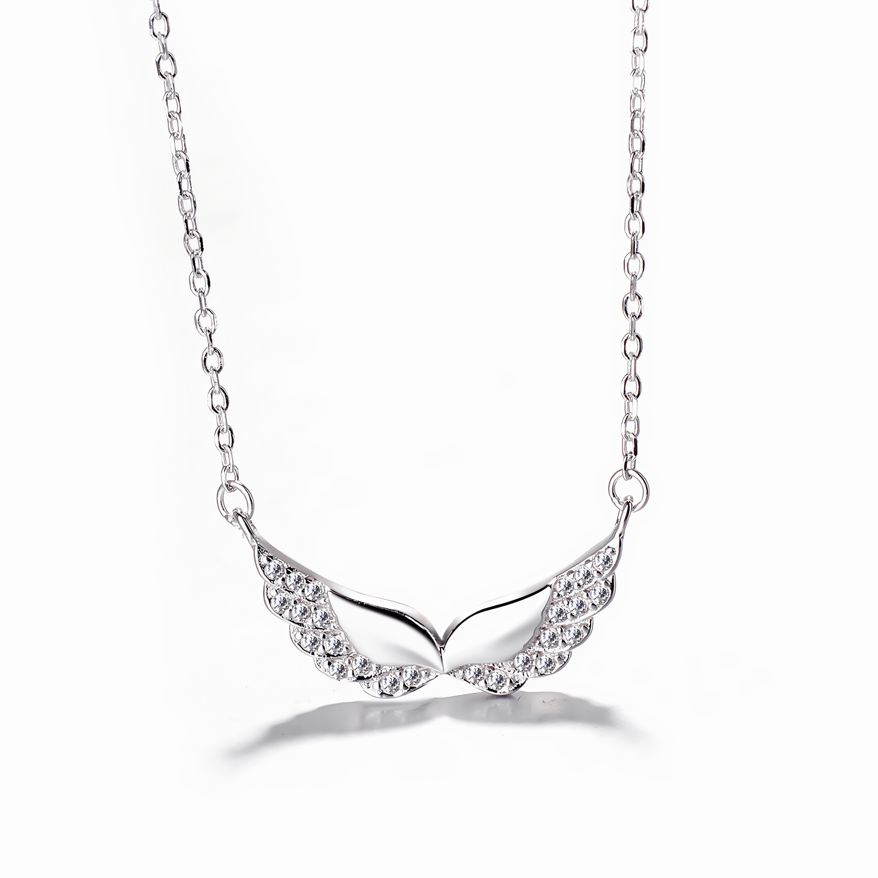 Sparkling Wing Necklace in Sterling Silver - NAFALUXE