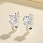 Square Sparkle Hoop Earrings – 925 Silver - NAFALUXE