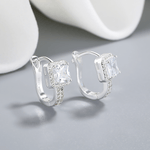 Square Sparkle Hoop Earrings – 925 Silver - NAFALUXE