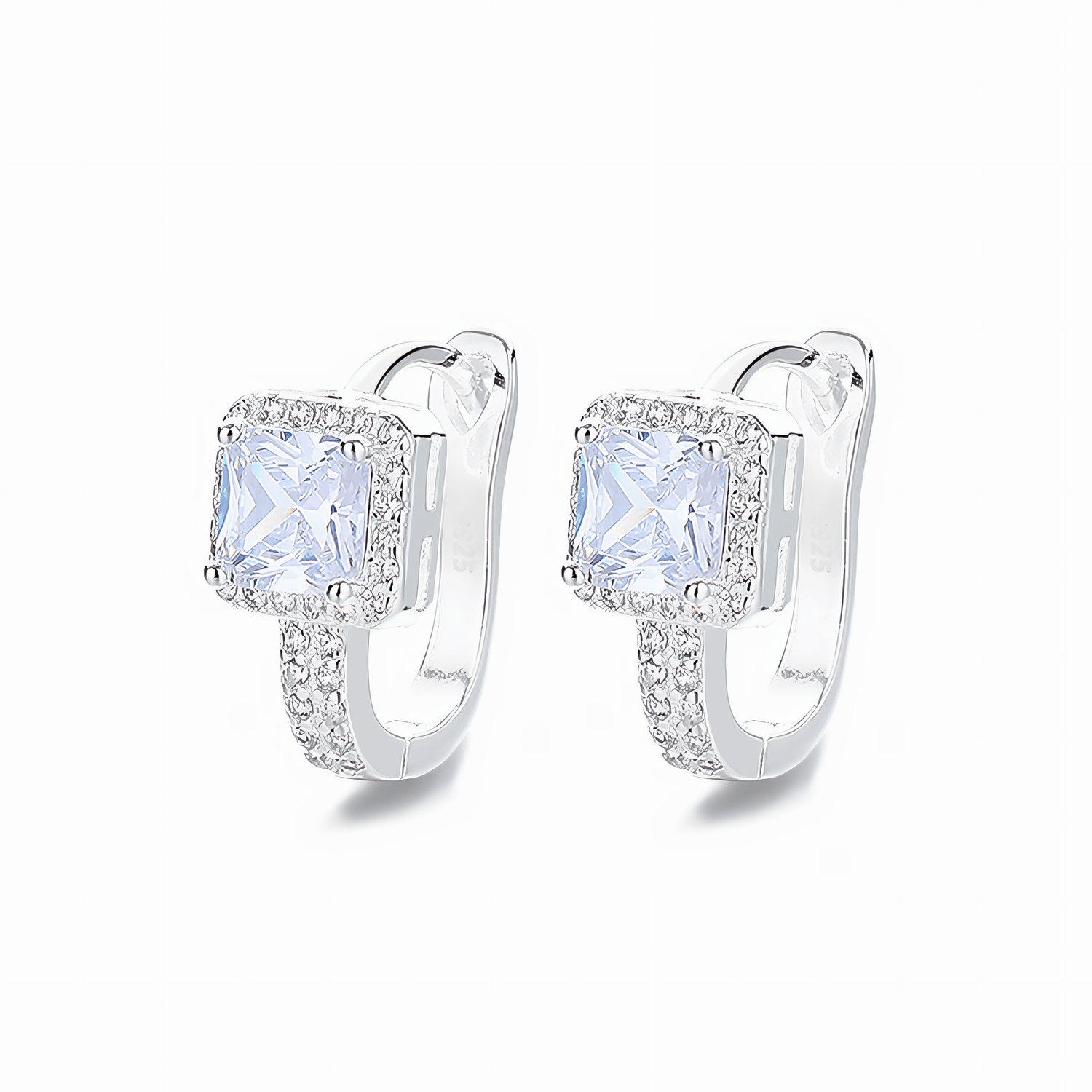 Square Sparkle Hoop Earrings – 925 Silver - NAFALUXE
