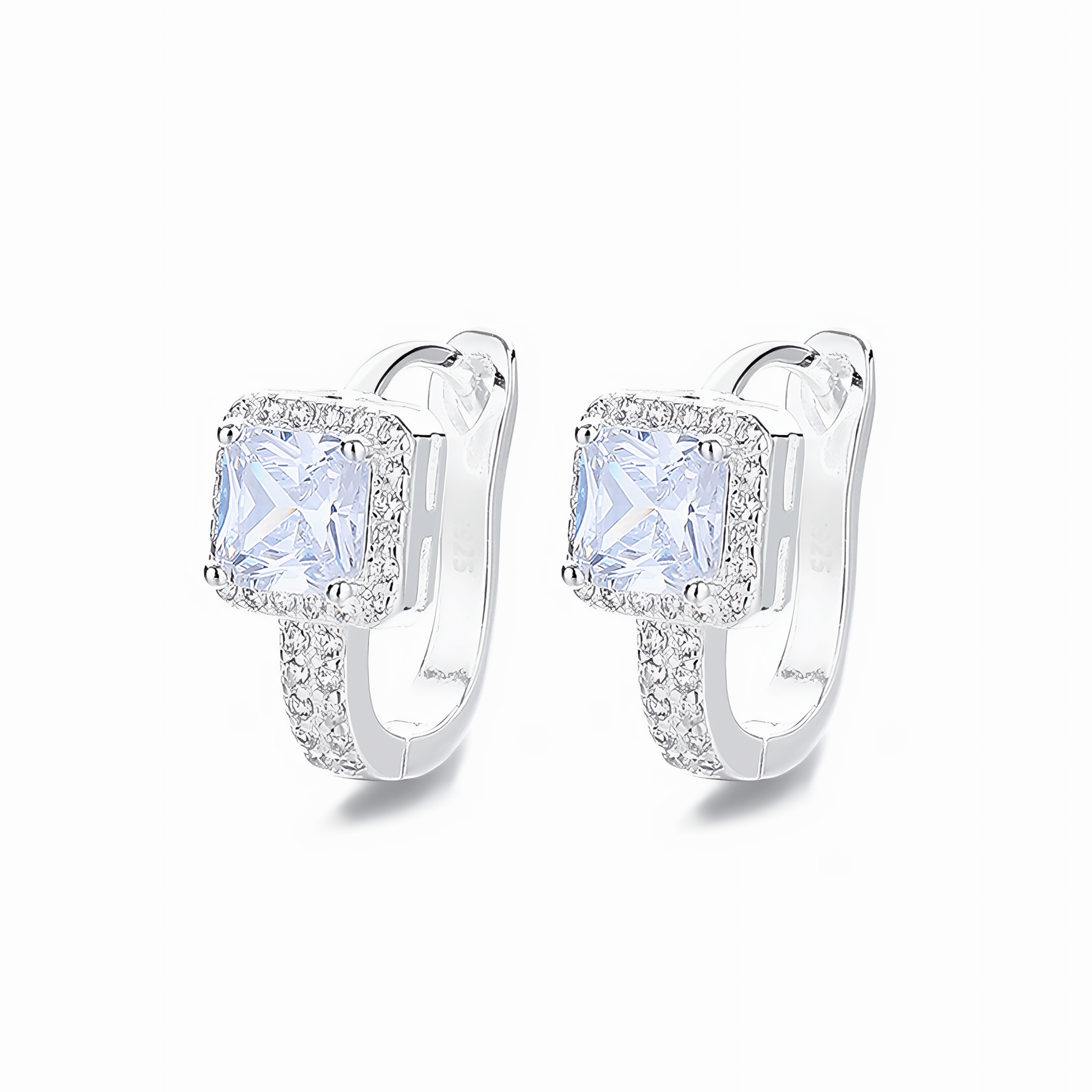 Square Sparkle Hoop Earrings – 925 Silver - NAFALUXE