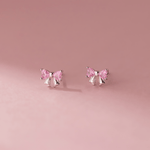 Sterling Silver 925 Bow Stud Earrings with Heart - Cut Zirconia – Elegant and Playfu - NAFALUXE