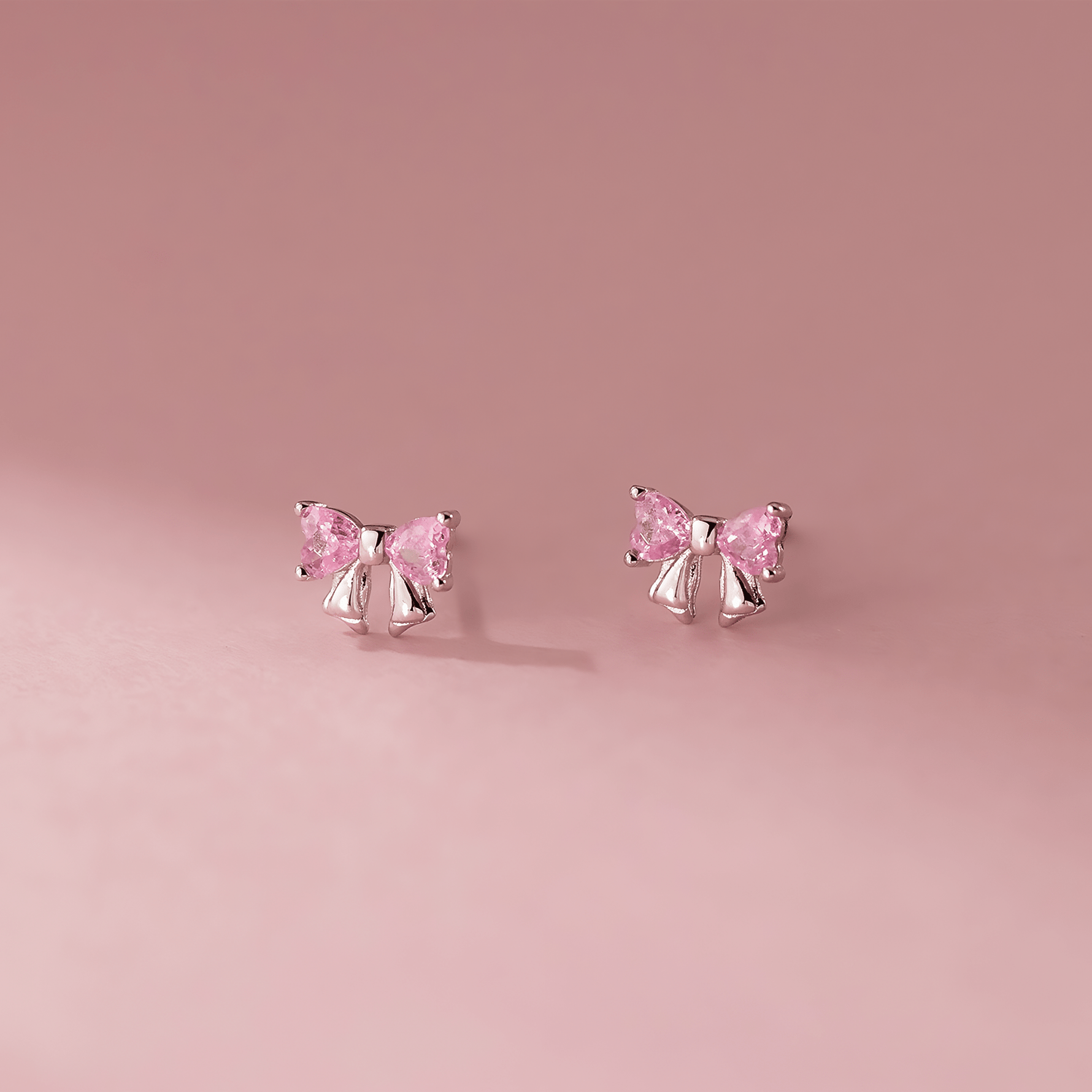 Sterling Silver 925 Bow Stud Earrings with Heart - Cut Zirconia – Elegant and Playfu - NAFALUXE