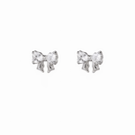 Sterling Silver 925 Bow Stud Earrings with Heart - Cut Zirconia – Elegant and Playfu - NAFALUXE