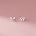Sterling Silver 925 Bow Stud Earrings with Heart - Cut Zirconia – Elegant and Playfu - NAFALUXE