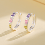 Sterling Silver 925 Colorful Hoop Earrings – AAA Cubic Zirconia - NAFALUXE