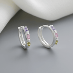 Sterling Silver 925 Colorful Hoop Earrings – AAA Cubic Zirconia - NAFALUXE
