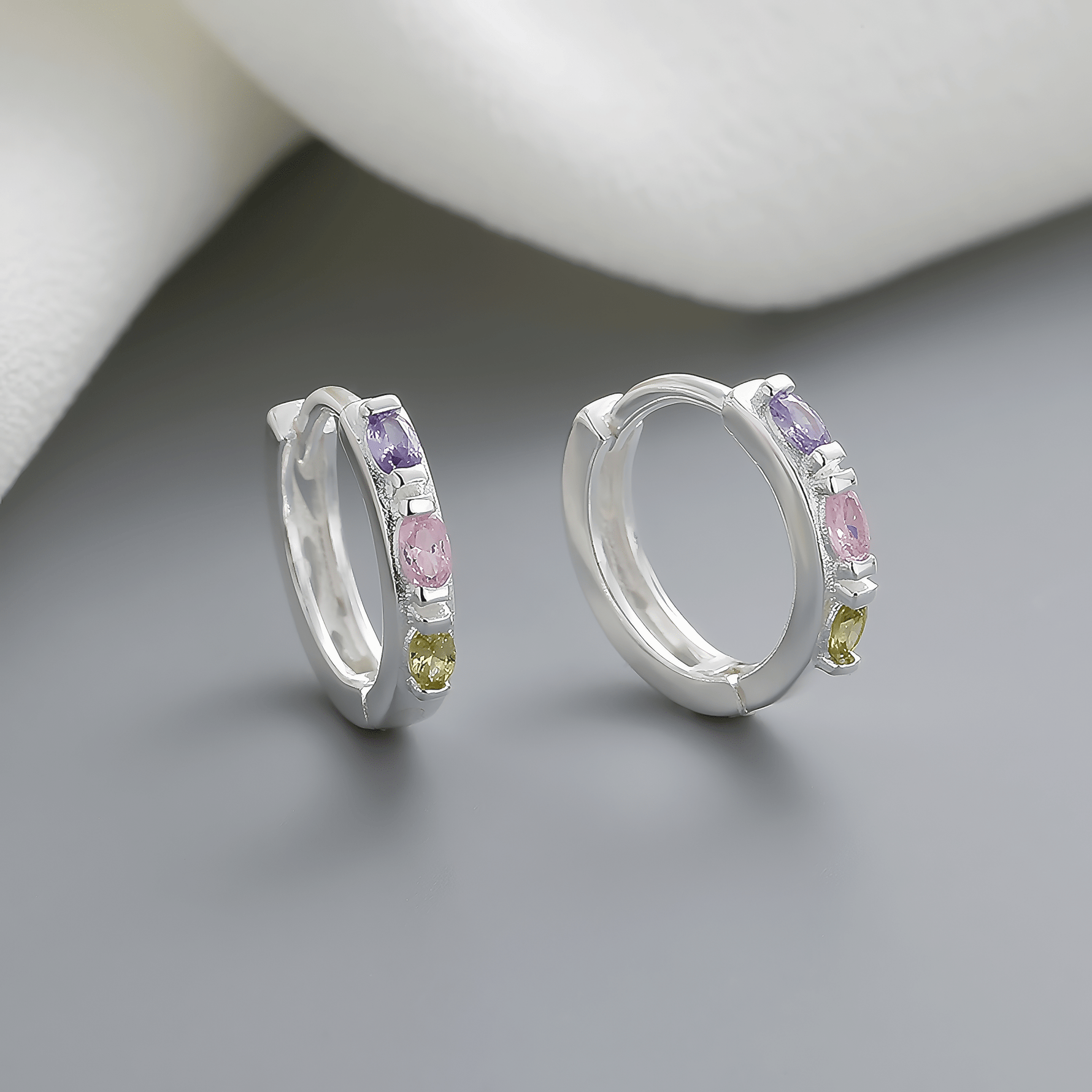 Sterling Silver 925 Colorful Hoop Earrings – AAA Cubic Zirconia - NAFALUXE