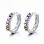 Sterling Silver 925 Colorful Hoop Earrings – AAA Cubic Zirconia - NAFALUXE