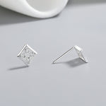 Sterling Silver 925 Diamond - Shaped Stud Earrings – AAA Cubic Zirconia - NAFALUXE