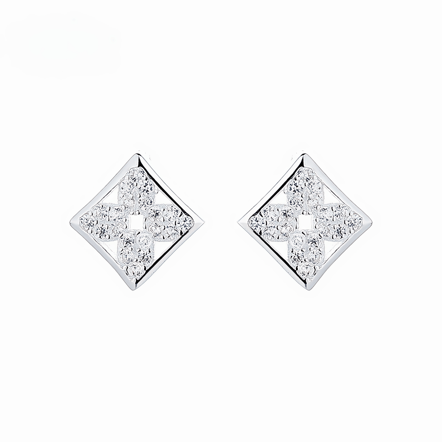 Sterling Silver 925 Diamond - Shaped Stud Earrings – AAA Cubic Zirconia - NAFALUXE