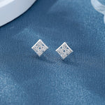 Sterling Silver 925 Diamond - Shaped Stud Earrings – AAA Cubic Zirconia - NAFALUXE