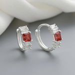 Sterling Silver 925 Hoop Earrings – Red Princess - Cut & Baguette AAA CZ - NAFALUXE
