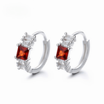 Sterling Silver 925 Hoop Earrings – Red Princess - Cut & Baguette AAA CZ - NAFALUXE