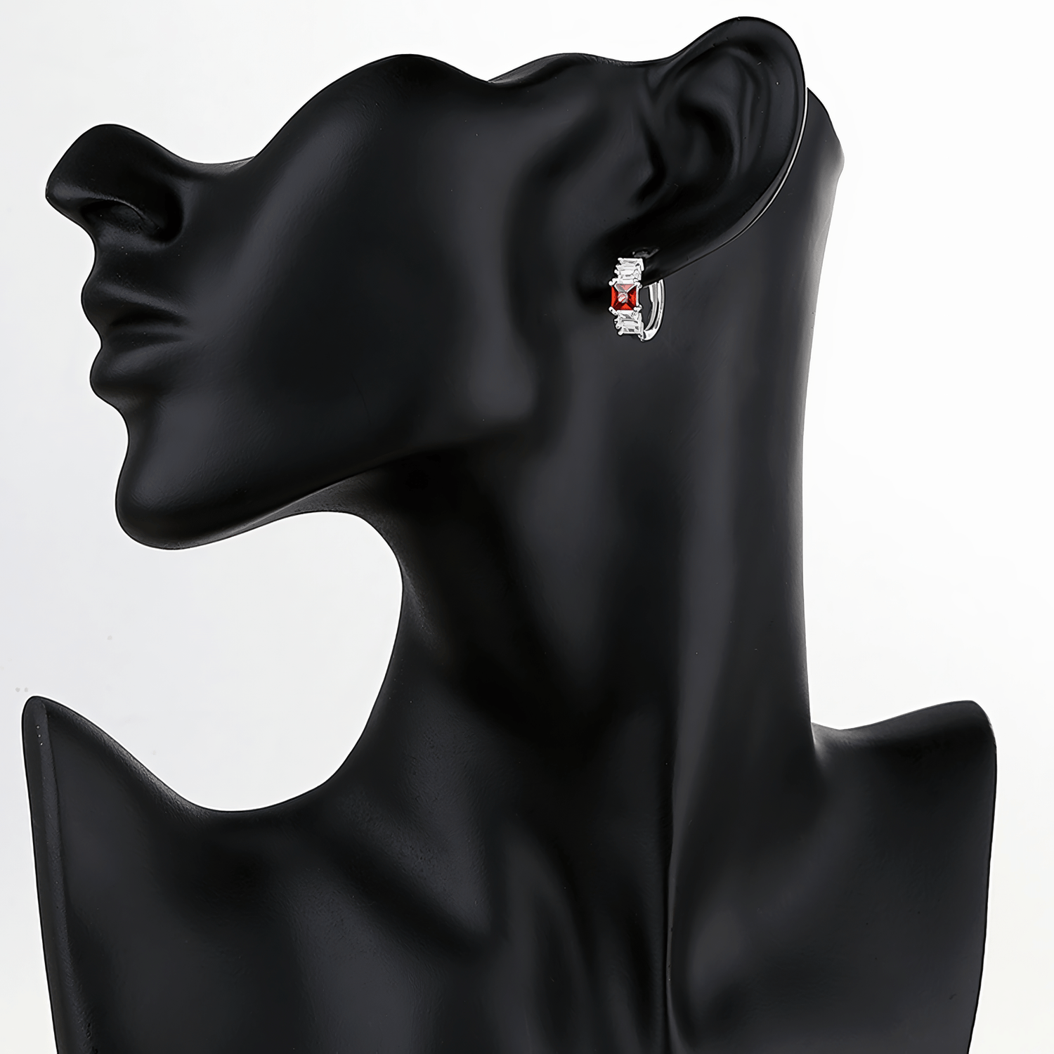Sterling Silver 925 Hoop Earrings – Red Princess - Cut & Baguette AAA CZ - NAFALUXE