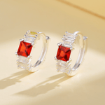 Sterling Silver 925 Hoop Earrings – Red Princess - Cut & Baguette AAA CZ - NAFALUXE