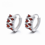 Sterling Silver 925 Hoop Earrings – Red Teardrop AAA Cubic Zirconia - NAFALUXE