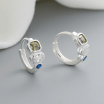 Sterling Silver 925 Hoop Earrings – Trio Color AAA Cubic Zirconia - NAFALUXE