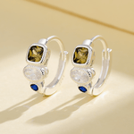 Sterling Silver 925 Hoop Earrings – Trio Color AAA Cubic Zirconia - NAFALUXE