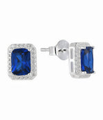 Sterling Silver 925 Rectangle Cut Red CZ Earrings - NAFALUXE