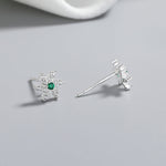 Sterling Silver 925 Starburst Earrings – Green & White AAA CZ - NAFALUXE