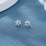 Sterling Silver 925 Starburst Earrings – Green & White AAA CZ - NAFALUXE