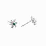 Sterling Silver 925 Starburst Earrings – Green & White AAA CZ - NAFALUXE
