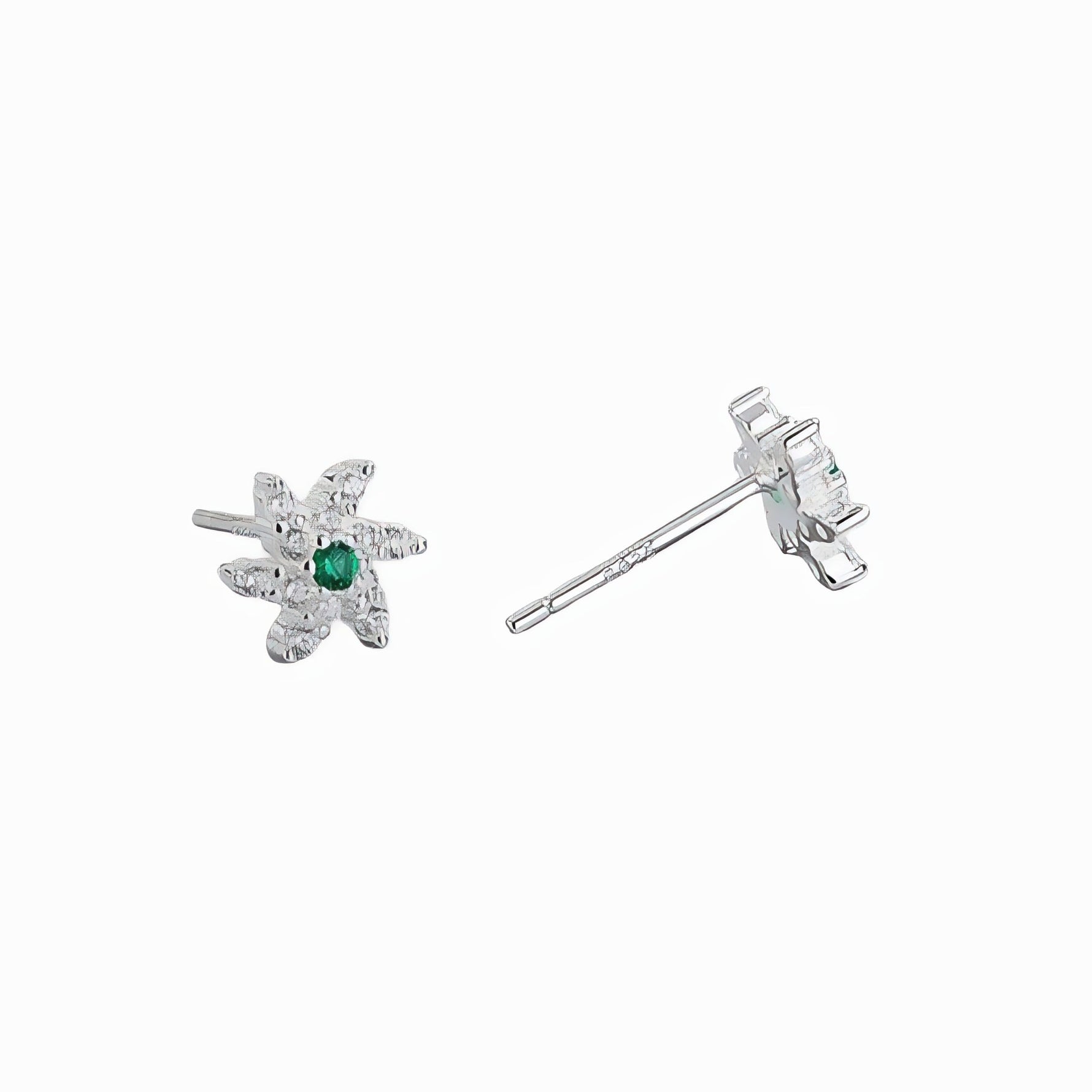 Sterling Silver 925 Starburst Earrings – Green & White AAA CZ - NAFALUXE