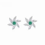 Sterling Silver 925 Starburst Earrings – Green & White AAA CZ - NAFALUXE