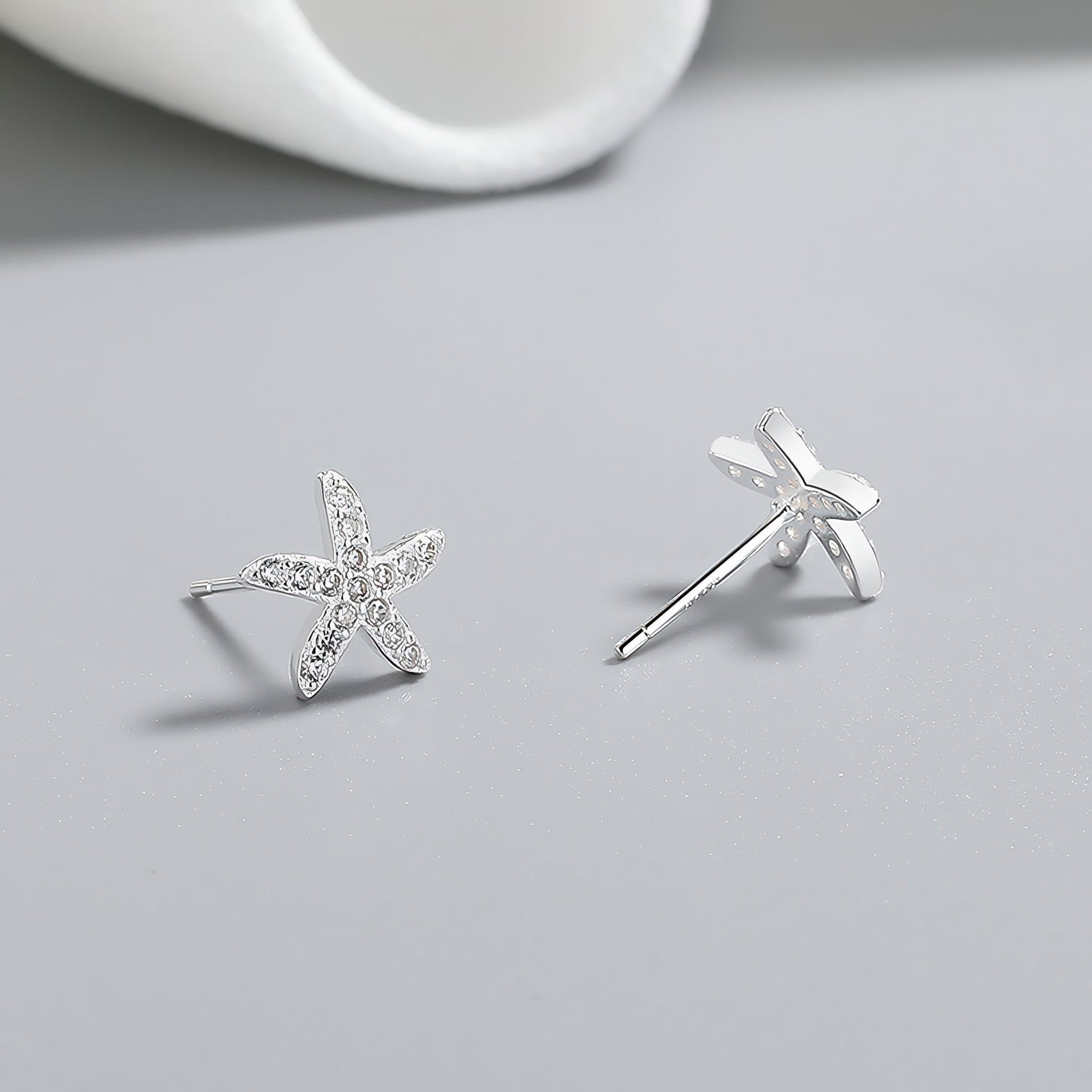 Sterling Silver 925 Starfish Stud Earrings – AAA Cubic Zirconia - NAFALUXE