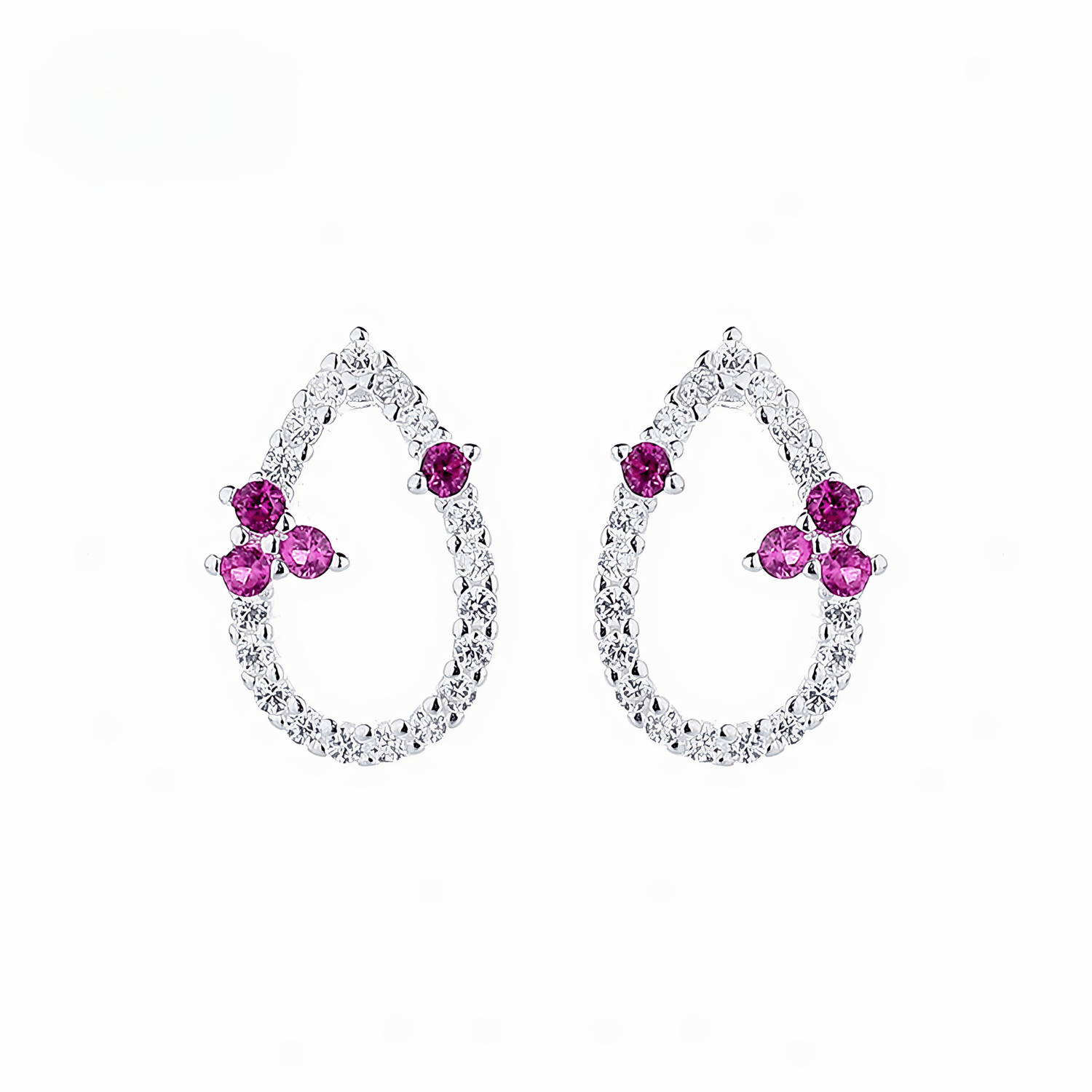 Sterling Silver 925 Teardrop Earrings – Pink & White AAA Cubic Zirconia - NAFALUXE