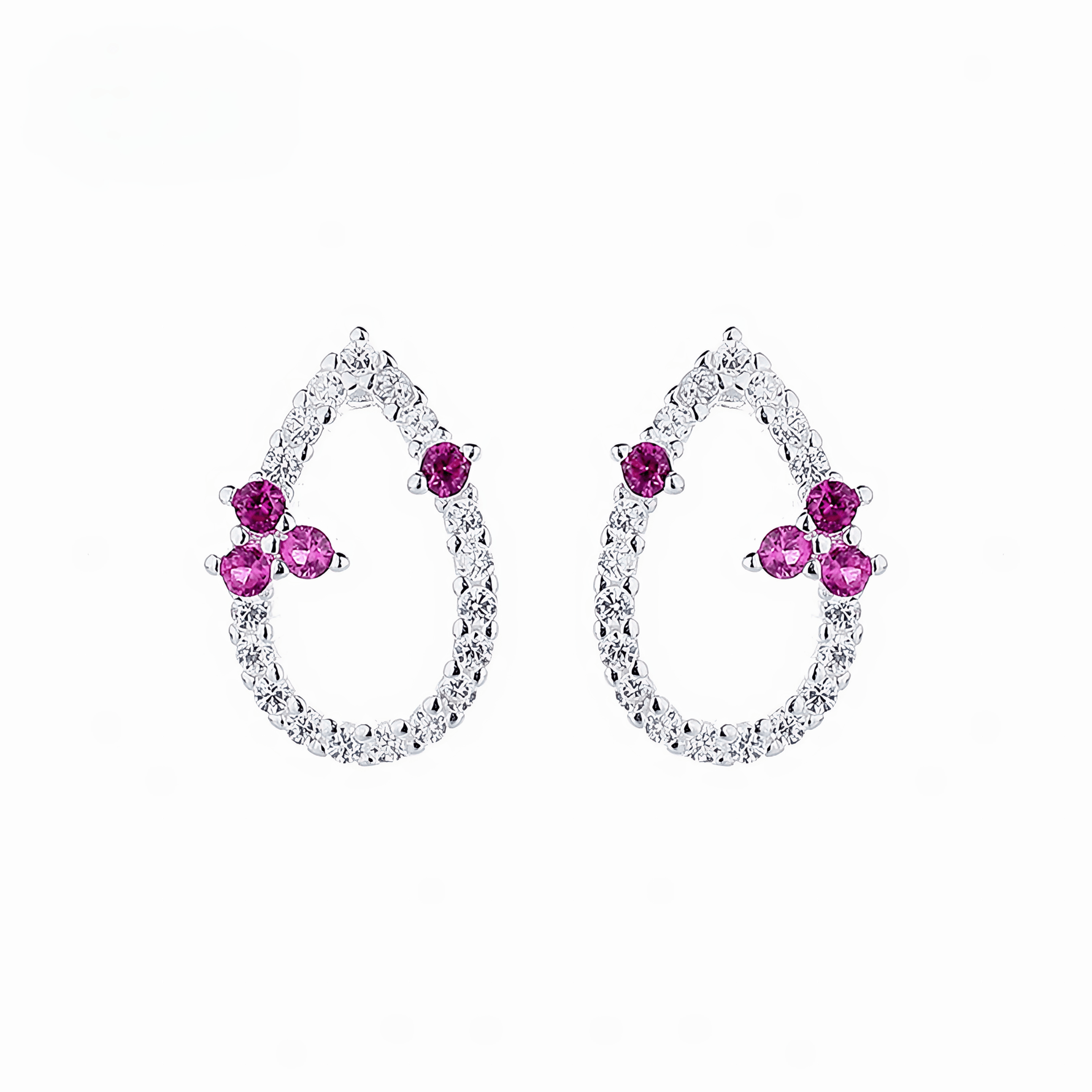 Sterling Silver 925 Teardrop Earrings – Pink & White AAA Cubic Zirconia - NAFALUXE