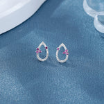Sterling Silver 925 Teardrop Earrings – Pink & White AAA Cubic Zirconia - NAFALUXE