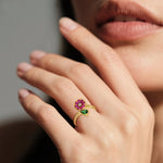 Sterling Silver 925 with Pink & Green CZ - NAFALUXE