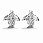 Sterling Silver Bee CZ Stud Earrings - NAFALUXE