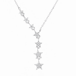 Sterling Silver Cascading Star Pendant Necklace - NAFALUXE