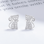 Sterling Silver Cat Studs - NAFALUXE