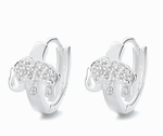 Sterling Silver Elephant CZ Hoop Earrings - NAFALUXE