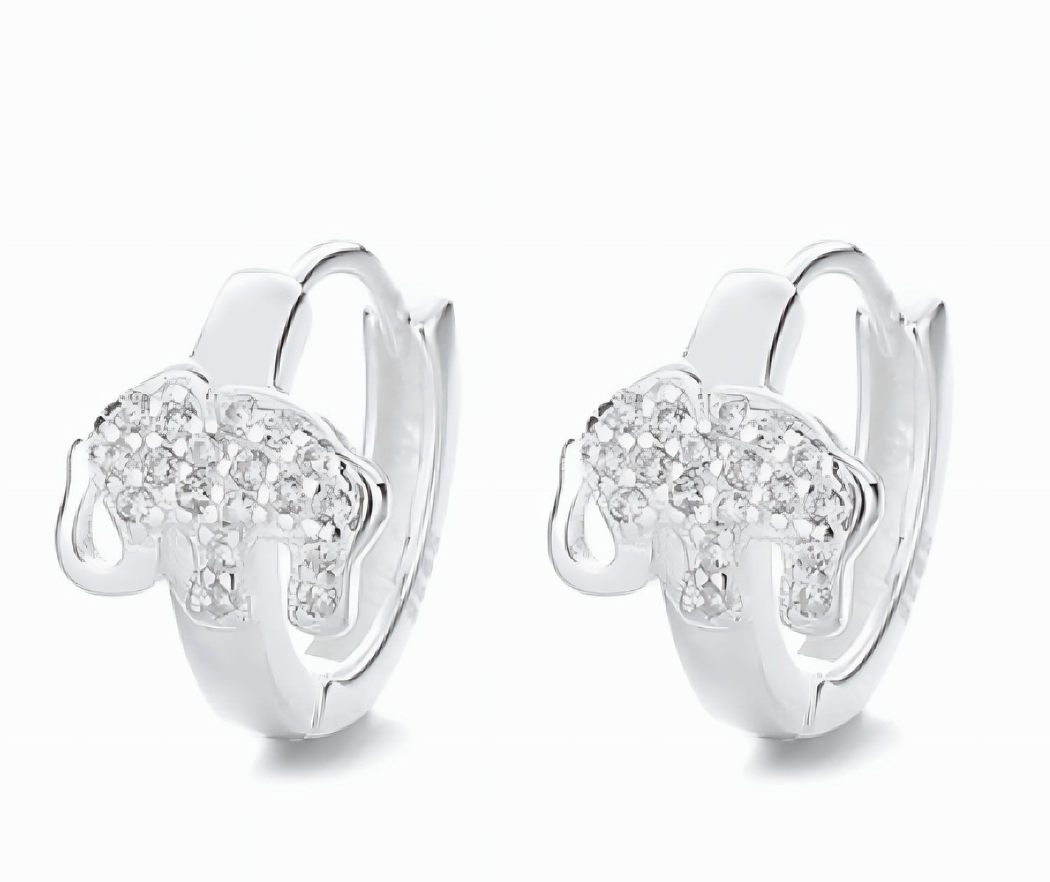 Sterling Silver Elephant CZ Hoop Earrings - NAFALUXE