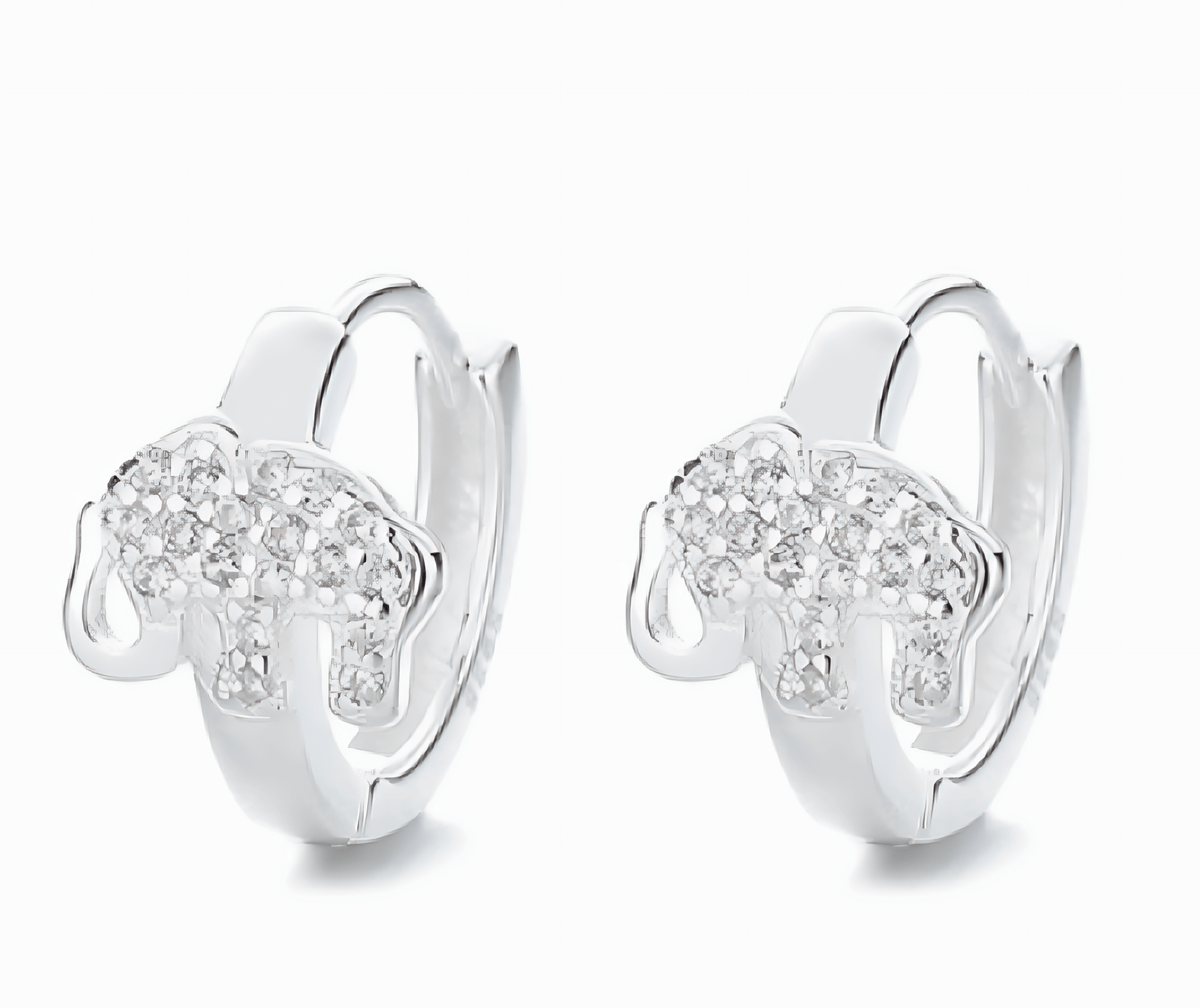 Sterling Silver Elephant CZ Hoop Earrings - NAFALUXE