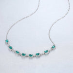 Sterling Silver Emerald - Cut Green CZ Necklace – Halo Design, Rhodium Plated - NAFALUXE