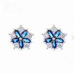 Sterling Silver Floral Earrings – AAA Blue & White Zirconia - NAFALUXE