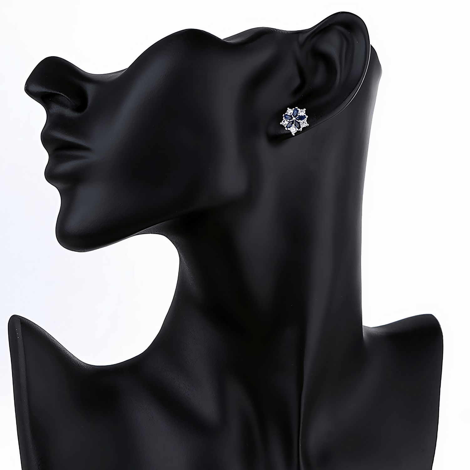 Sterling Silver Floral Earrings – AAA Blue & White Zirconia - NAFALUXE