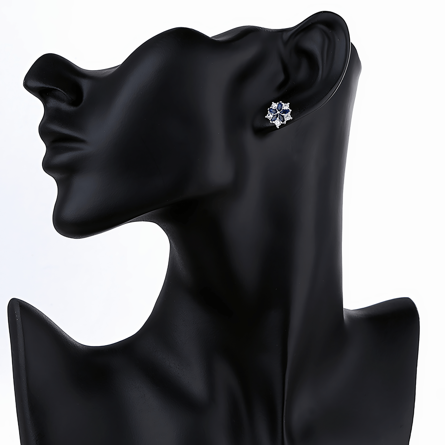 Sterling Silver Floral Earrings – AAA Blue & White Zirconia - NAFALUXE
